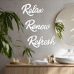 3 Pieces Bathroom Decor Wooden Bathroom Sign,Relax Renew Refresh Sign (White)