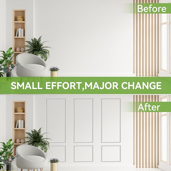 Peel and Stick Wall Molding Panels for Interior Wall Decor, 3D Accent Wall Panels, Ready-to-Assemble Wainscoting Panels for Home Bedroom Living Room