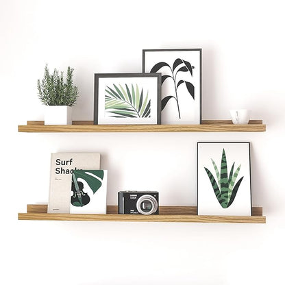 Floating Shelves for Wall Decor, Long Wall Mounted Storage Shelf for Bedroom, Living Room, Bathroom, Kitchen, Nursery, Display Picture Ledge Shelf with Lip Set of 2-36 Inches, Oak
