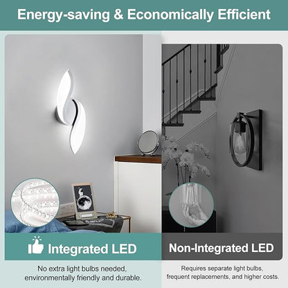 ADISUN Modern LED Wall Light, 14 Inch Indoor Wall Sconces, Acrylic, Hardwired, 6000K Cold White Light, Wall Lamp for Bedroom Bedside Hallway Stairway Wall Light Fixtures(Chrome)