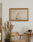 HUARCEY Gold Framed Vintage Wall Art for Living Room, Seaview Painting Prints Shelf Decor for Kitchen, Aesthetic Bedroom Large Wall Art, Gifts for Friends or Family (White Sailboat - 16