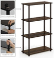 Furinno TURN-N-TUBE Storage Shelves, 4-Tier Toolless Book Shelf, Corner Shelf, Toolless Open Shelves, for Organization and Storage, Living Room, Garage, Home Office, Walnut