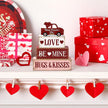 Marsui 4 Pcs Valentine's Day Decorations Truck Wooden Signs Rustic Distressed Table Decor Valentines Centerpieces Blocks Farmhouse Tiered Tray Decor Happy Valentine Day Decorations for Home Desk Shelf