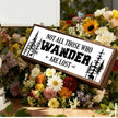 Not All Who Wonder are Lost Sign, Farmhouse Wood Signs, Inspirational Decoration for Home Office Cubicle Classroom, Shelves Decor Art, Decorative Framed Wooden Block Sign