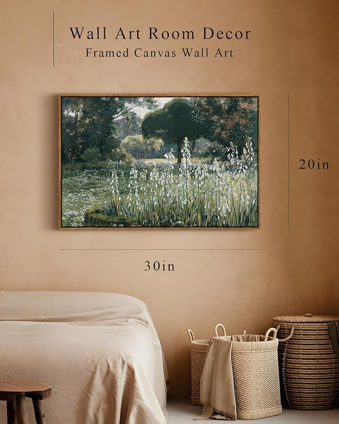 InSimSea Framed Canvas Wall Art Vintage Decor, Home Decor Modern Farmhouse Decor for Room Aesthetic, Landscape Wall Art for Living Room, Cottagecore Bedroom Kitchen Bathroom Decorations, 20