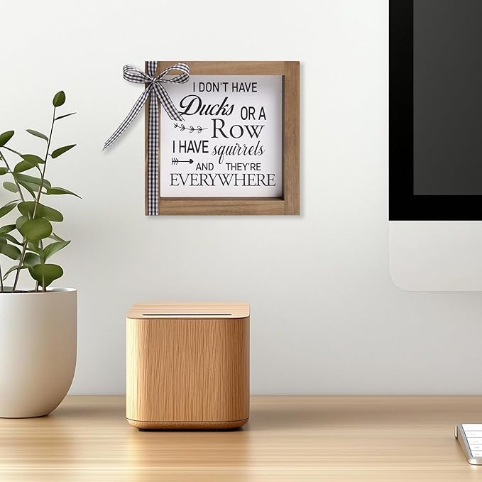 6 Inch Funny Office Decor, Wooden I Do Not Have Ducks I Have Squirrels Sign, Rustic Desk Decorations for Women Office Cubicle Accessories Table Shelf Bathroom Farmhouse Home Decor