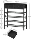 5 Tier Shoe Rack, Large Capacity Shoe Storage Organizer, Metal Shoe Shelf with Drawer and Wooden Top, for 20 Pairs of Shoes, for Entryway, Closet, Black SS25BB