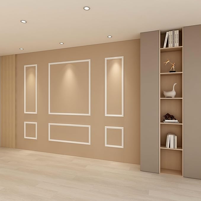 Peel and Stick Wall Molding Kit, Accent Wall Panels for Interior Wall Decor with Double-Sided Tape, 3 Set Pre-Cut PS Wainscoting Panels (50 * 40 in)
