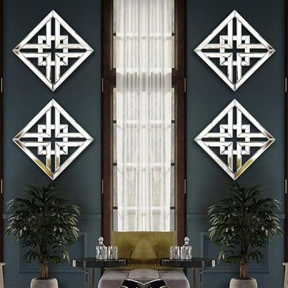 Decor Mirror Size 12x12 inches Square Mirrored Silver Wall Decorative Mirror with Beveled Edge Modern Fashionable Wall-Mounted Mirrors