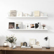 Picture Ledge Shelf, Wood Long Floating Shelves for Wall, Set of 2, 56 inch Picture Ledge Shelves, Photo Ledge Nursery Book Shelves Wall Mounted for Living Room Kids' Room Bedroom, Color White