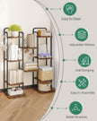 6 Tiers Vertical Shoe Rack, Narrow Shoe Tower, Tall Shoes Shelf with 2 Hooks, Adjustable Shelves, Corner Shoes Shelves for Small Spaces, Entryway, Living Room, Rustic Brown SR04201B
