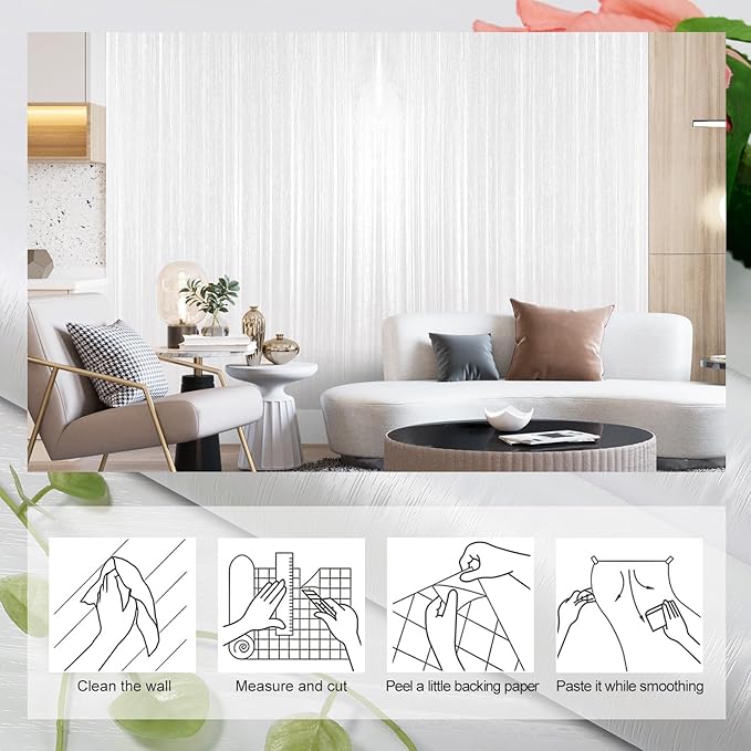 wishFIRE White Textured Peel and Stick Wallpaper 15.7