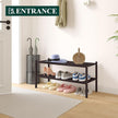 Smiry Bamboo Shoe Rack, 2 Tier Shoe Organizer for Entryway & Closet, Stackable Free Standing Storage Shelf for Shoes, Bags & Plants, Brown
