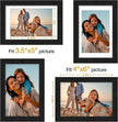 Vittanly 4x6 Picture Frame Set of 4, Display Pictures 3.5x5 with Mat or 4x6 without Mat, Engineered Wood with Shatter Resistant Plexiglass, Small Photo Frames for Wall or Tabletop Display, Black