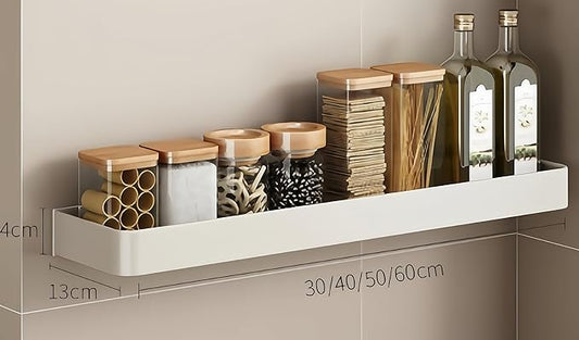 SEIDO Space Aluminum Spice Rack Wall Mount | No-Drill Kitchen Shelf Organizer 24" L | Seasoning Organizer/Floating Shelf for Kitchen | 24 Inch Long | White