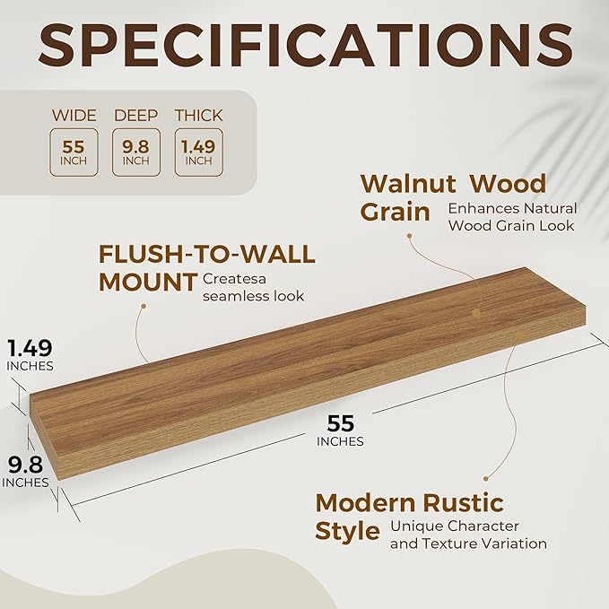 Dreamland 55 Inches Floating Shelves for Wall, 9.8