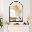 Arched Wall Mirror 36x24 Inch Black Bathroom Vanity Mirror with Metal Frame, Modern Arch Mirror for Bedroom, Living Room, Entryway, Wall Mounted Decorative Mirror