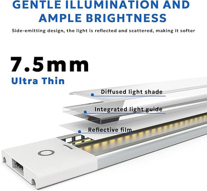 MYPLUS 24" Under Cabinet Lights, 5 Color Temps Under Counter Lights for Kitchen with Dimmable and Touch Activated,370 Lumens,63 LEDs,8.7W, 2 Packs LED Light Bar