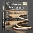 Hardwired LED Cabinet Lighting Strip -UL Listed 24V Flexible Under Shelf Light with Adhesive Backing, 4000K Neutral White 810LM/M LED Strip for Closet, Pantry,72in/6ft，Power adapter not included