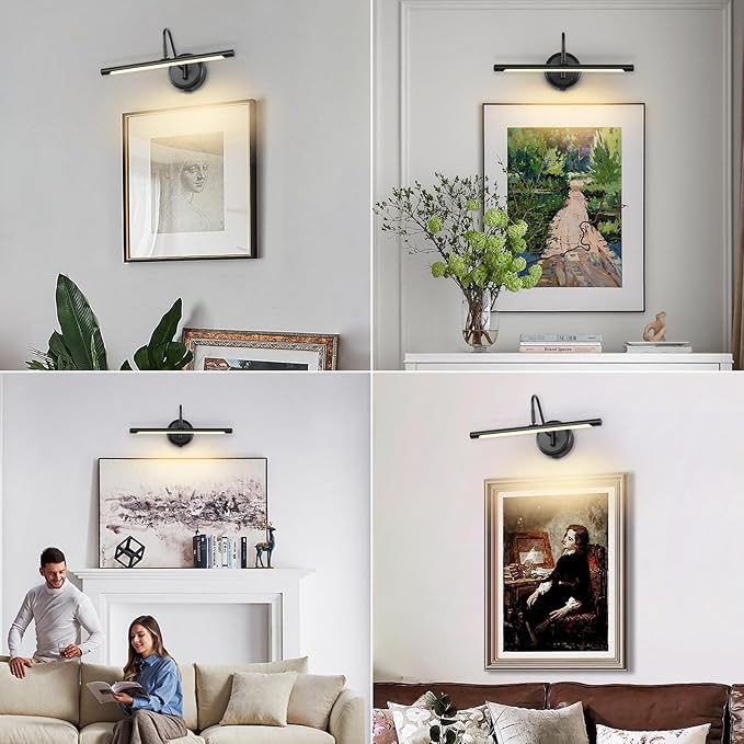 JOOSENLUX Modern Wall Lights Battery Operated Black Wireless Picture Lights for Wall 16.5