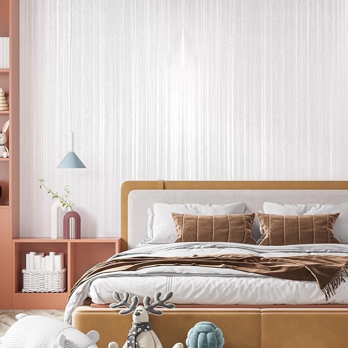 wishFIRE White Textured Peel and Stick Wallpaper 15.7
