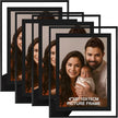 IZIDDO 4x6 Picture Frames Set of 4, Black Glass Photo Frame,for Wall Mount or Tabletop Standing, Gift Picture Frame, Horizontally or Vertically (4x6, Black or Sparkling silver Randomly)