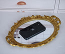Vintage Decorative Gold Framed Mirror, Small Oval Wall Hanging Mirror -Small- 9.6