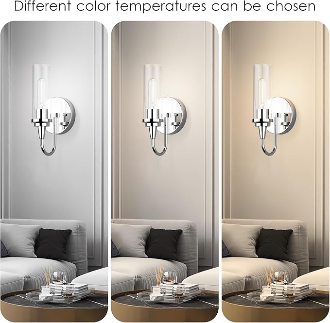 Aipsun Chrome Wall Sconces Set of Two, Sconces Wall Lighting Hardwired Wall Sconce Indoor Wall Light for Living Room Hallway (Exclude Bulb)