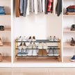 STORAGE MANIAC Expandable Shoe Rack, 16 Pairs Stackable Small Shoe Rack, Metal Adjustable Shoes Organizer for Closet, Entryway, Hallway, Garage, Front Door, Shoes Shelves, Bamboo 4 Tier
