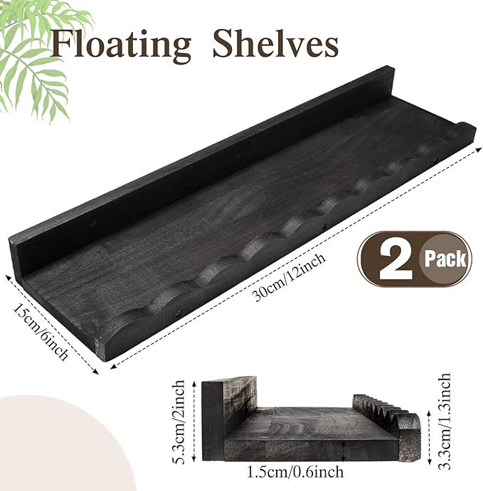 Suzile 2 Pcs Scalloped Shelves Wall Floating Shelves Set for Room, Bathroom, Bedroom, Cute Room Decor Aesthetic and Books, Toys, Photo Frames Storage(12