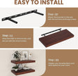 Fun Memories Rustic Floating Shelves for Home Decor, 8 Inch Deep Floating Shelf, Solid Wood Floating Wall Shelves 24 Inch Long, Deep Wall Shelves for Bathroom, Living Room, Walnut Finsh, Set of 2