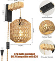 Rattan Plug in Wall Sconces Set of Two, Hand Woven Boho Wall Lamp Plug in Cord Wall Sconces for Bedroom Living Room Farmhouse