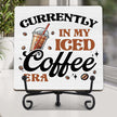 Coffee Bar Decor, Farmhouse Kitchen Table Decor, Coffee Station Accessories, Wooden Decorative Sign with Iron Stand for Table Desk Shelf Display-E33