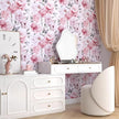 Floral Wallpaper Peel and Stick, Large White & Pink Flowers Contact Paper 17.5