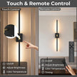 Battery Operated Wall Sconce Set of Two - 10000mAh Cordless Rechargeable Wall Sconces with Remote & Touch Control, 360°Rotate, 4CCT Dimmable Black Wall Lights for Bedroom Living Room, 31.5 inch