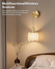 Battery Operated Wall Sconce Set of 2, Wireless Rechargeable Wall Lights with Remote Control, 9 Colors Dimmable LED Lamps, Modern Cordless Sconces for Bedroom Living Room Hallway(Gold)