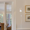 Modern Plug-in Wall Sconces - Matte White Adjustable Reading Light with Natural Wood Accent, Wall Lamp for Bedroom, Living Room, Home Office