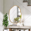 Gold Irregular Wall Mirror Aluminum Alloy Frame Asymmetrical Bathroom Mirrors Brushed Metal Vanity Wall Mounted Mirror for LivingRoom Bedroom Entryway Room Home Decor Large 22
