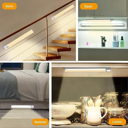 Under Cabinet Lights 4 Inch 6-Pack, Rechargeable Motion Sensor Light Indoor 3 Colors, Dimmable Closet Lights, Wireless Under Counter Lights for Kitchen, Stairs