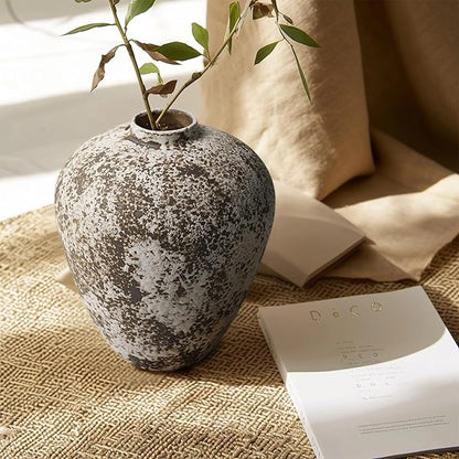 Ceramic Vase,Flower Vases Home Decor,Rustic Vintage Decorative Boho Vase for Centerpiece Table,Room,Bathroom,Wall,Bedroom,Living Room,Kitchen,Office Decorations,8.66 inch Retro Snowflakes