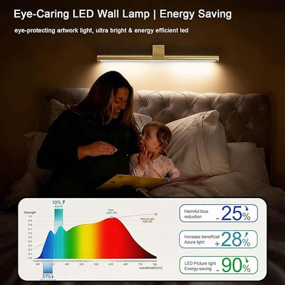 Picture Lights for Wall Battery Operated, Rechargeable Wireless Lights for Pictures on Wall with 3 Color Dimmable Remote for Painting Gallery Dartboard Poster Bedroom Frame Art Decor - Gold 16 inch