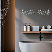 2 Pcs Metal Leaf Wall Art Crystal Bling Decorations Silver Leaves 3D Iron Handmade Home Decor Hanging Minimalist Accents Modern Set for Living Room Bathroom Bedroom Dining Room Hallway