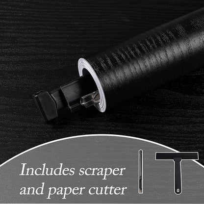 Abyssaly Peel and Stick Wallpaper with Tools Black Wood Contact Paper Decorative Self-Adhesive Film for Surfaces Thickening Upgrade Increase Stomata and Reduces Bubble Generation 11.8 in X 78.7 in
