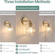 Vintage Wall Sconces with Transparent Tulip Glass Lampshade 180 Degree Adjustable Brass Sconces Hradwired Modern Wall Lighting Fixture with Switch for Bedside Bedroom Doorway