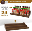 Spice Rack Organizer for Cabinet 2 Pack, 3 Tier Expandable Bamboo Spice Storage for Kitchen Cupboard Pantry, Brown