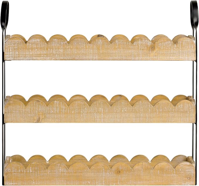 Farmhouse Spice Rack for Countertop 3 Tier Wooden Spice Shelf Organizer for Kitchen Cabinet, Counter or Pantry Space Saving Free Standing Spice Holder for 24 Jars, White