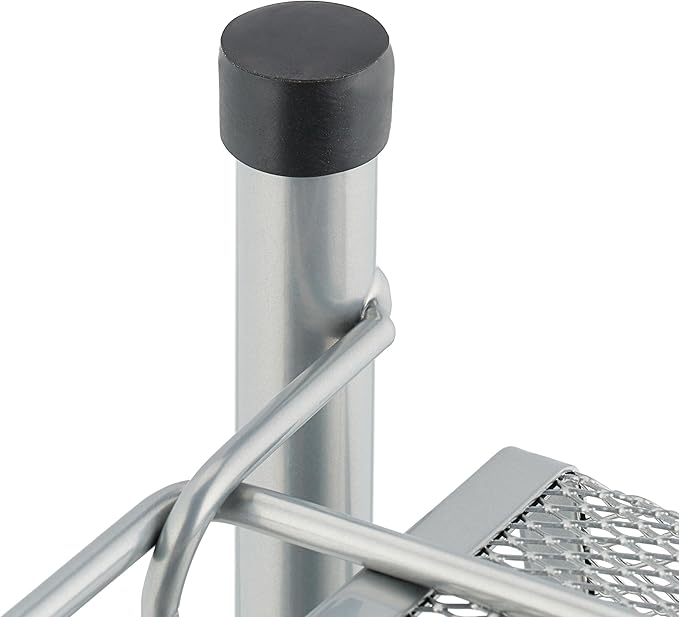 Relaxdays Spice Rack, 2 Levels, Table Kitchen & Bathroom, Make-Up, Perfume, Metal Shelf, 44.5x48x27cm, Silver, Steel, 44.5 x 48 x 27 cm