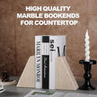Marble Bookends for Heavy Books, Decorative Book Ends for Shelves, Durable and Heavy-Duty Stone Bookends for Hardback Book & CDS, Unique Book Stopper & Holder, New Jura Beige-Vein, Set of 2