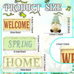 Spring Decoration Wooden Tiered Tray Decor – Rustic Welcome Spring Home Gnome Stacked Block Sign with Flower – Farmhouse Tabletop Spring Decor for Living Room Shelf Kitchen Coffee Bar Seasonal Home