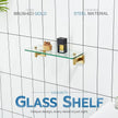 KOKOSIRI Wall Shelves Floating Shelf 12'' Stainless Steel Bathroom Hardware Tempered Glass Small Hanging Rack for Storage/Room Decor Gold B1105BG-L12